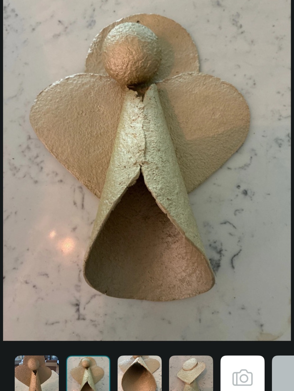 Gold Papier-Mâché Angel Christmas Tree Topper – 11 in